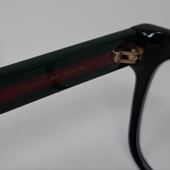 Gucci Women's Eyeglasses Glasses Unisex Black Striped GG0342OS 004 56-18-150 - Picture 4 of 16